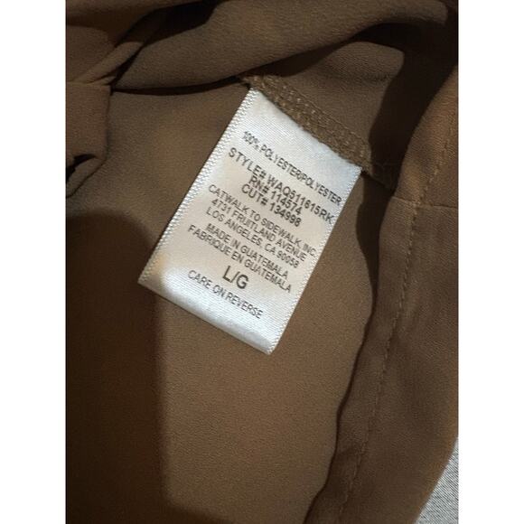 Pleione Woman’s Short Sleeve Side Knot Blouse Carmel Size Large - Picture 8 of 9